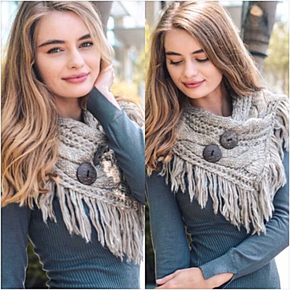 Boho Chic Mocha Neck Shoulder Warmer Scarf - Picture 6 of 8
